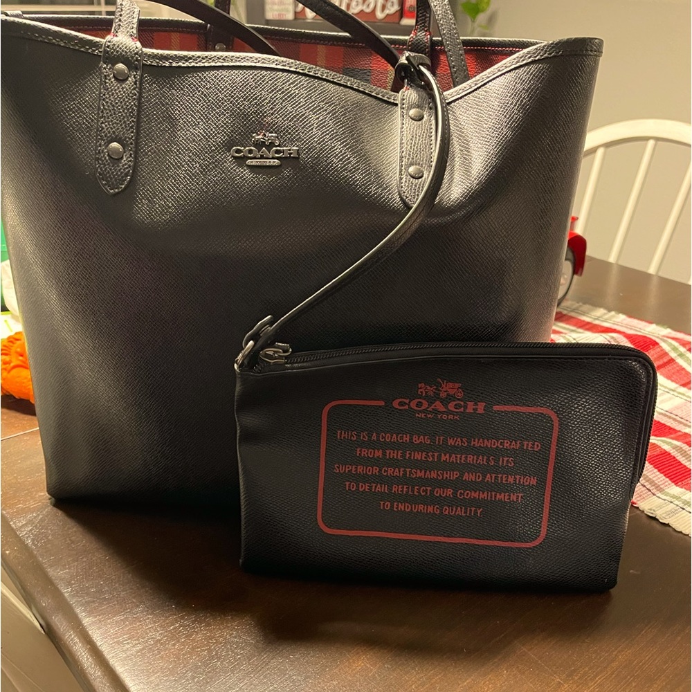Coach Black Tote and Pouch Set
